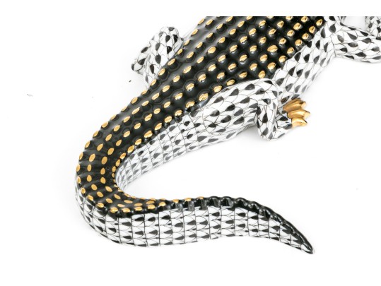 Herend Hand-painted Porcelain Alligator 