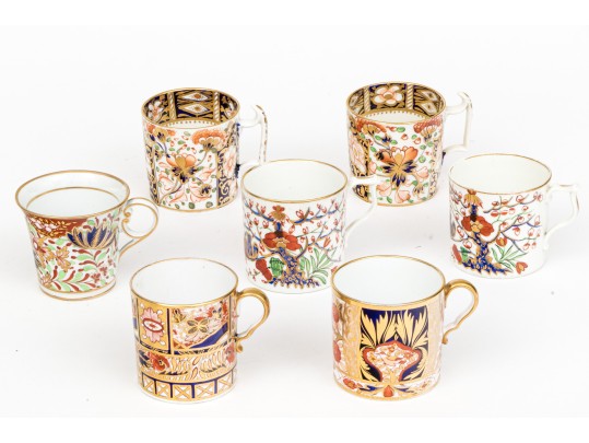 Collection Of Seven Antique English Tea Cups, Including Three Pairs