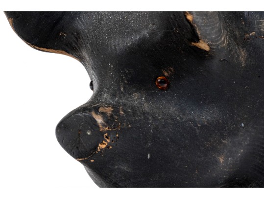 Adorable Folk Style Hand Carved And Painted Wooden Pig