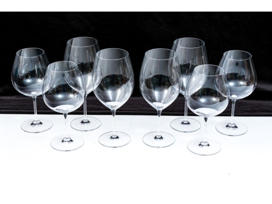 Set Of Eight Red And White Wine Goblets
