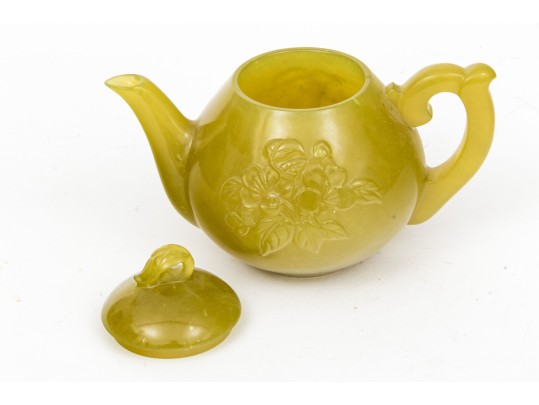 Carved Stone Lidded Teapot