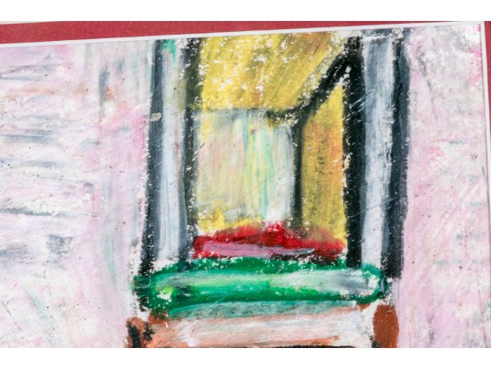 Peter Zonis (American, B. 1958) Oil Pastel On Paper, New York Figural Street Scene With Coffee Shop