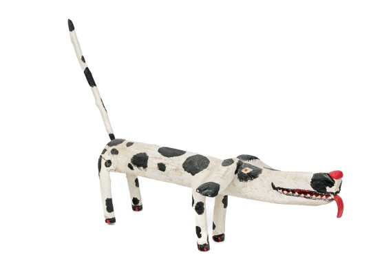 Miguel Rodriguez Carved And Painted Wooden Dog, “Santa Fe Dog's Don't Care”, 1993