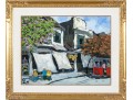 Pham Luan (Vietnamese, B. 1954) Gouache On Paper, Figural Urban Landscape