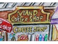 Peter Zonis (American, B. 1958) Oil Pastel On Paper, New York Figural Street Scene With Coffee Shop