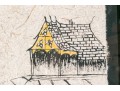 Wonderful Oil On Handmade Mulberry Paper, Figural Scene With Architecture