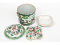 Two Vintage Chinese Enameled Porcelain Lidded Vessels