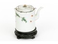 19th C. Chinese Famille Rose Porcelain Lidded Teapot On Wood Stand