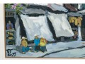Pham Luan (Vietnamese, B. 1954) Gouache On Paper, Figural Urban Landscape