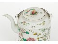 19th C. Chinese Famille Rose Porcelain Lidded Teapot On Wood Stand