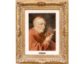 L. Frederic Signed Oil On Canvas, Religious Cardinal Reading