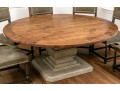 Fantastic Oak Pedestal Table On Faux Stone Pedestal Base