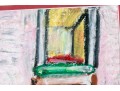 Peter Zonis (American, B. 1958) Oil Pastel On Paper, New York Figural Street Scene With Coffee Shop