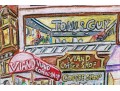 Peter Zonis (American, B. 1958) Oil Pastel On Paper, New York Figural Street Scene With Coffee Shop