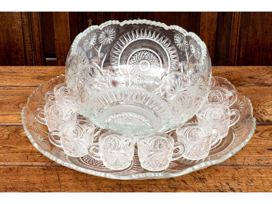 Ornate Vintage Glass Punch Set