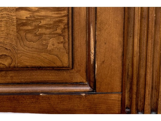 Ethan Allen King Townhouse Wentworth Burl Veneered Bed Frame
