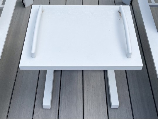 Pair Of Life Brand Outdoor Chaise Lounges With Tray Top Table