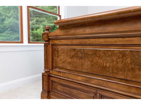Ethan Allen King Townhouse Wentworth Burl Veneered Bed Frame