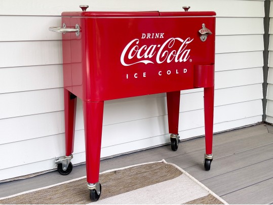 Retro Style Coca-Cola Cooler On Casters