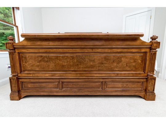 Ethan Allen King Townhouse Wentworth Burl Veneered Bed Frame