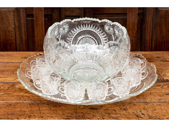 Ornate Vintage Glass Punch Set