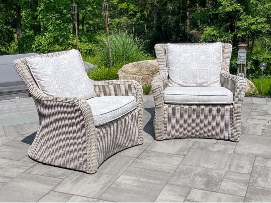 Pair Of Kingsley Bate “Sag Harbor” Woven Wicker Armchairs 