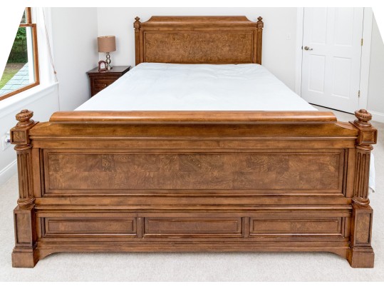 Ethan Allen King Townhouse Wentworth Burl Veneered Bed Frame