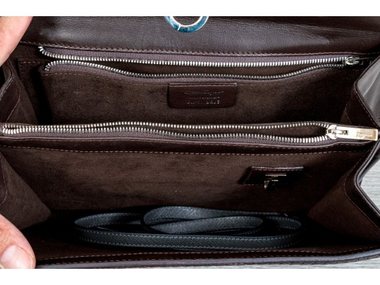 Salvatore Ferragamo Brown Leather Basketweave Handbag