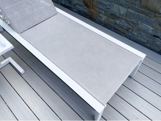 Pair Of Life Brand Outdoor Chaise Lounges With Tray Top Table