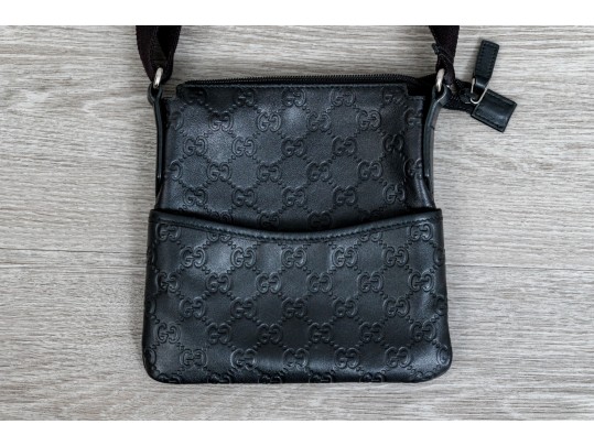 Gucci Guccissima Black Leather Crossbody Bag