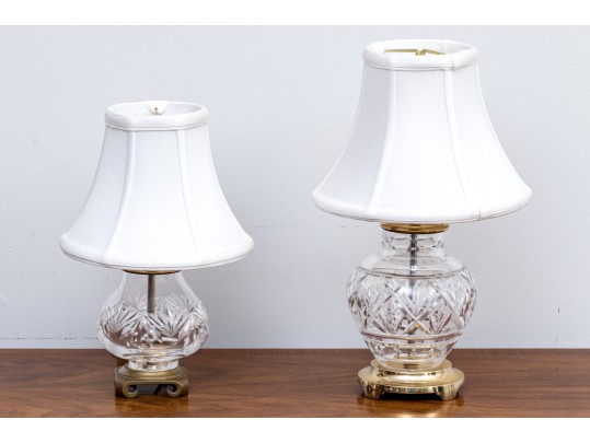 Waterford Cut Crystal Table Lamps On Brass Bases