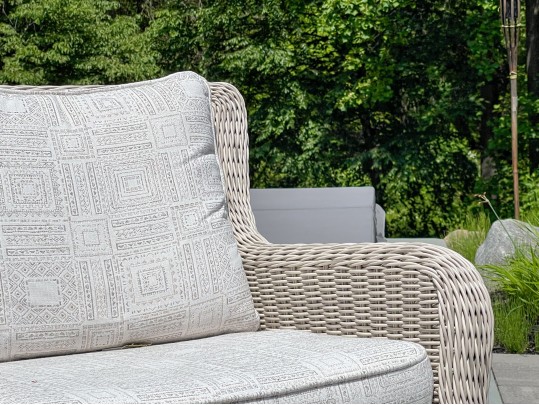 Pair Of Kingsley Bate “Sag Harbor” Woven Wicker Armchairs 