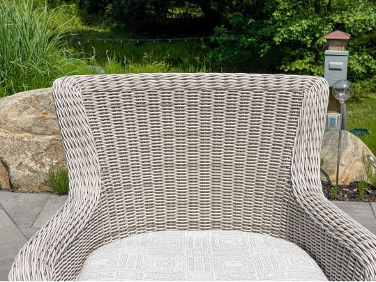 Pair Of Kingsley Bate “Sag Harbor” Woven Wicker Armchairs 