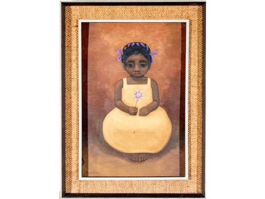Luis Vezcali (Mexico, 20th C.) Oil On Masonite, Girl In Yellow