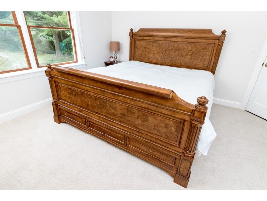 Ethan Allen King Townhouse Wentworth Burl Veneered Bed Frame