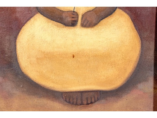 Luis Vezcali (Mexico, 20th C.) Oil On Masonite, Girl In Yellow