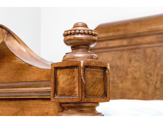 Ethan Allen King Townhouse Wentworth Burl Veneered Bed Frame