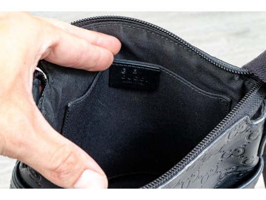Gucci Guccissima Black Leather Crossbody Bag
