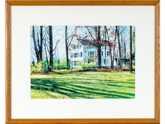 Arlene Cornell (American, B. 20th C.) Watercolor On Paper, Homestead Landscape
