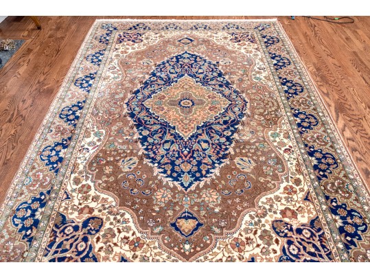 Vintage Turkish Hand-Knotted Wool Area Rug, 9'-8