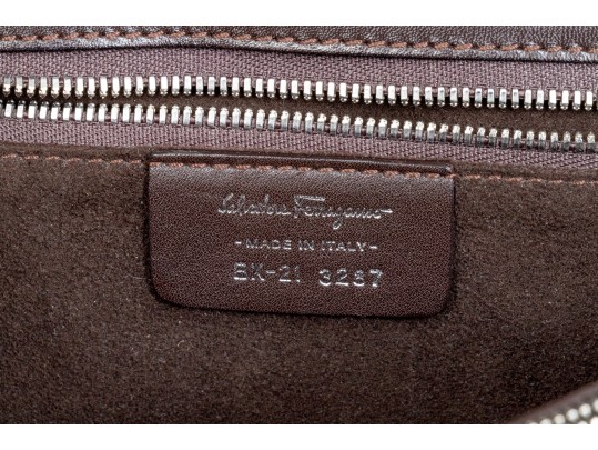 Salvatore Ferragamo Brown Leather Basketweave Handbag
