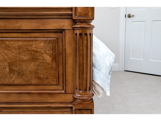 Ethan Allen King Townhouse Wentworth Burl Veneered Bed Frame