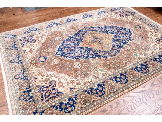 Vintage Turkish Hand-Knotted Wool Area Rug, 9'-8