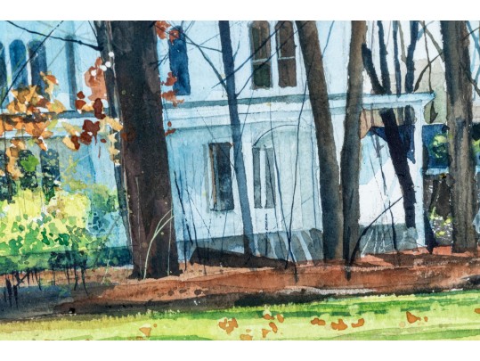 Arlene Cornell (American, B. 20th C.) Watercolor On Paper, Homestead Landscape