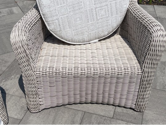 Pair Of Kingsley Bate “Sag Harbor” Woven Wicker Armchairs 