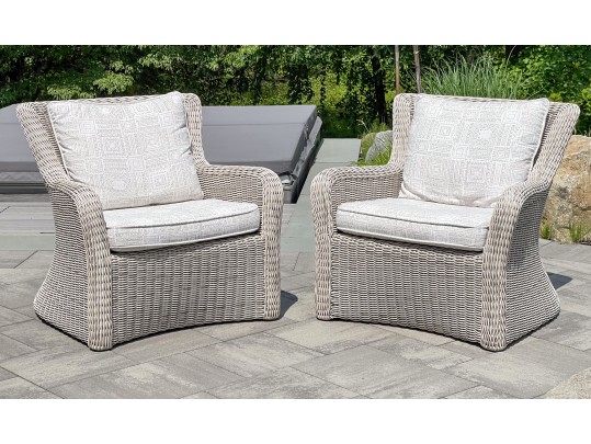 Pair Of Kingsley Bate “Sag Harbor” Woven Wicker Armchairs 