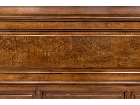 Ethan Allen King Townhouse Wentworth Burl Veneered Bed Frame