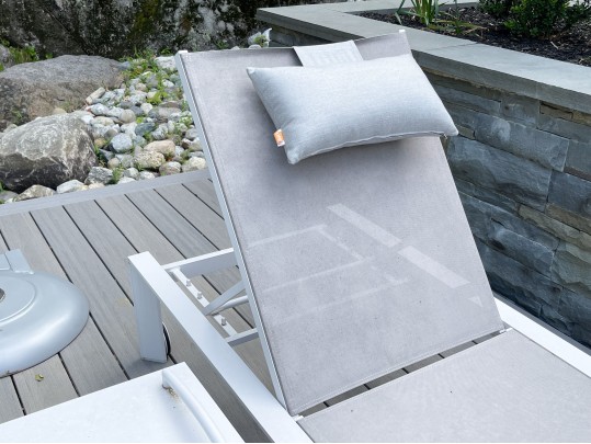 Pair Of Life Brand Outdoor Chaise Lounges With Tray Top Table