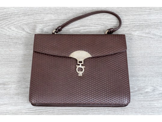 Salvatore Ferragamo Brown Leather Basketweave Handbag