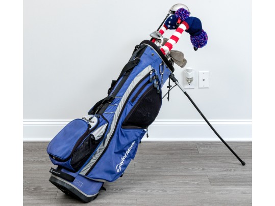 Taylor Made Golf Bag With Assorted Clubs